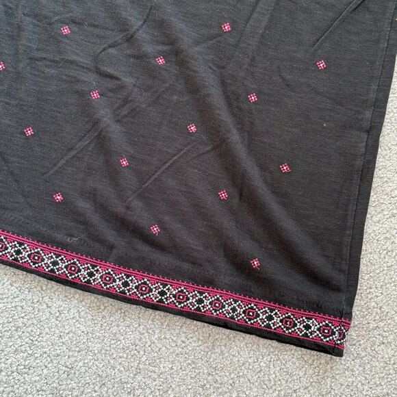 J. Jill Black Embroidered Sleeveless Knit Shift Dress Tassel Tie Summer MEDIUM - Picture 2 of 5